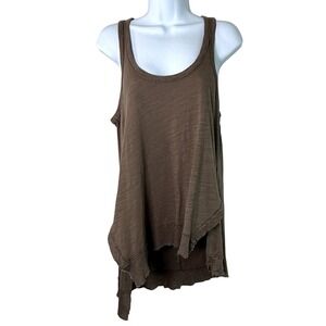 Heather By Bordeaux Cotton Asymmetrical Hi-Low Tank Top Sz S Grunge Lagenlook